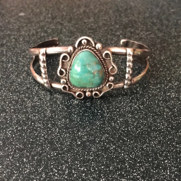 Jewelry - Vintage Turquoise and Sterling Silver Cuff Bracelet